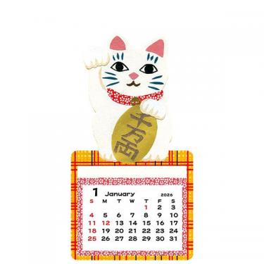 2026年1月始まりカレンダー 壁掛け ミニマグネット 招き猫