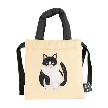 クッション巾着 そで山かほ子 CAT& イエロー