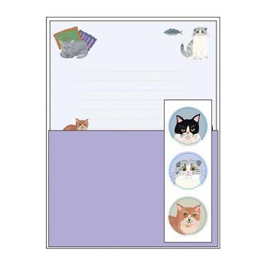 レターセット そで山かほ子 CAT& パープル