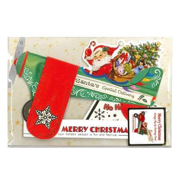 クリスマスカード 立体 サンタクロースオンエアープレーン