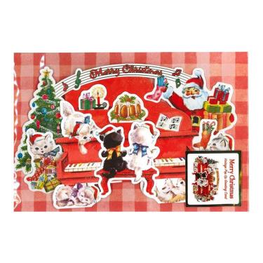 クリスマスカード 立体 クリスマスソングを奏でる猫たち
