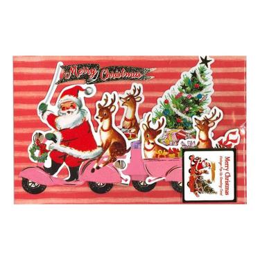 クリスマスカード 立体 サンタクロースオンモーターバイク