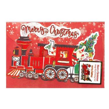 クリスマスカード 立体 機関車に乗るサンタクロース