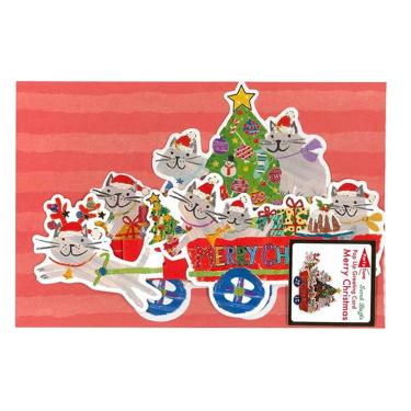 クリスマスカード 立体 サンタキャット