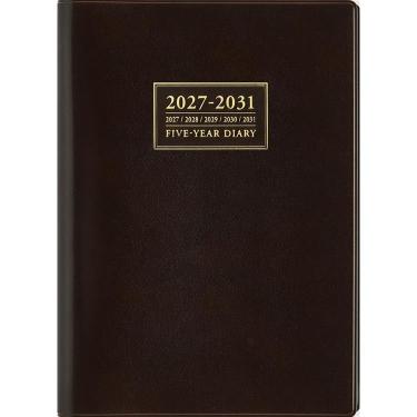 2027年1月始まり 週間ブロック A5 5年卓上日誌 茶