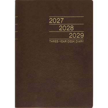2027年1月始まり 週間ブロック A5 3年卓上日誌 茶