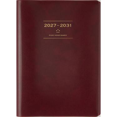 2027年1月始まり手帳 週間ブロック A5 5年卓上日誌 ワイン