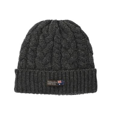 ワッチ ケーブル編み チャコール タスマニアラムウール【ロフト限定】