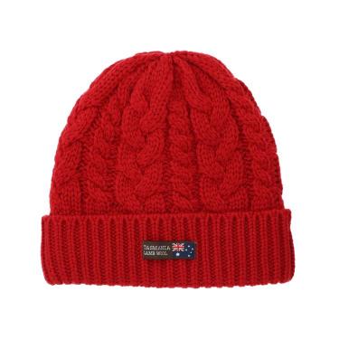 ワッチ ケーブル編み レッド タスマニアラムウール【ロフト限定】