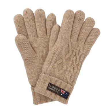 グローブ ケーブル編み ベージュ タスマニアラムウール【ロフト限定】