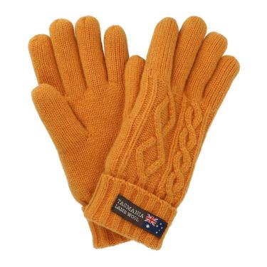 グローブ ケーブル編み マスタード タスマニアラムウール【ロフト限定】