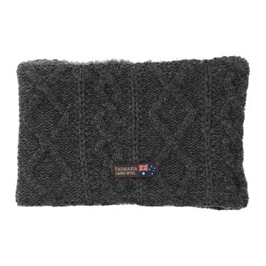 ネックウォーマー ケーブル編み チャコール タスマニアラムウール【ロフト限定】