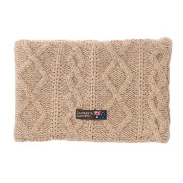 ネックウォーマー ケーブル編み ベージュ タスマニアラムウール【ロフト限定】