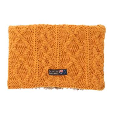 ネックウォーマー ケーブル編み マスタード タスマニアラムウール【ロフト限定】