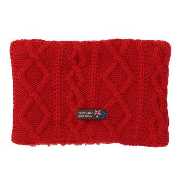 ネックウォーマー ケーブル編み レッド タスマニアラムウール【ロフト限定】