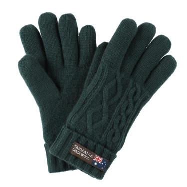 グローブ ケーブル編み グリーン タスマニアラムウール【ロフト限定】