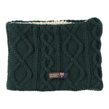ネックウォーマー ケーブル編み グリーン タスマニアラムウール【ロフト限定】