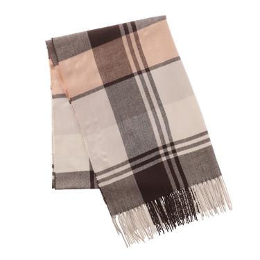 カシミヤタッチストール カジュアルチェック ブラウン【ロフト限定】