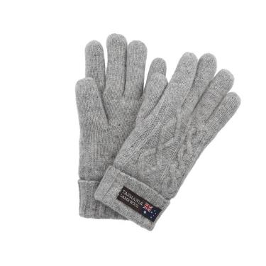グローブ ケーブル編み ライトグレー タスマニアラムウール【ロフト限定】
