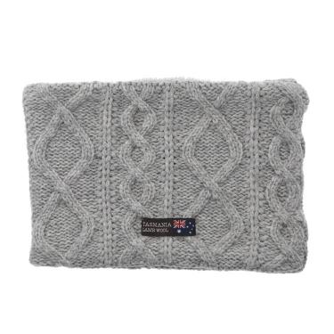 ネックウォーマー ケーブル編み ライトグレー タスマニアラムウール【ロフト限定】