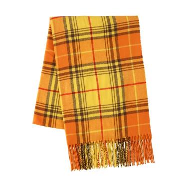 カシミヤタッチストール オンブレチェック イエロー【ロフト限定】