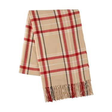 カシミヤタッチストール オンブレチェック ベージュ【ロフト限定】