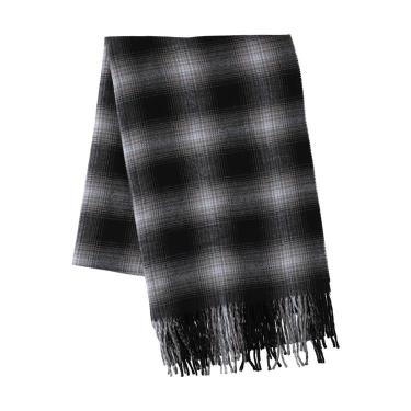カシミヤタッチストール オンブレチェック ブラック【ロフト限定】