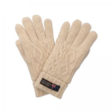 ケーブル編みグローブ タスマニアラムウール オフ
