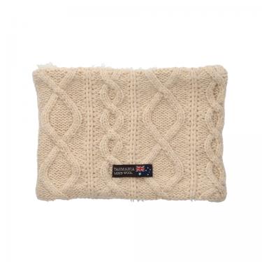 ケーブル編みネックウォーマー タスマニアラムウール オフ