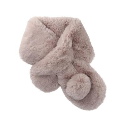 ふわもこファー うさしっぽマフラー ライトグレー