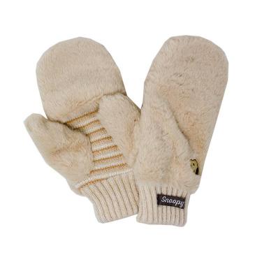 ファーニット指出しミトン スヌーピー ライトベージュ