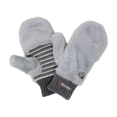 ファーニット指出しミトン スヌーピー グレー