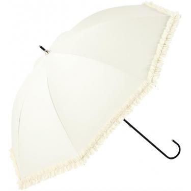 長傘 晴雨兼用 遮光 PUヒートカット フリル ホワイト