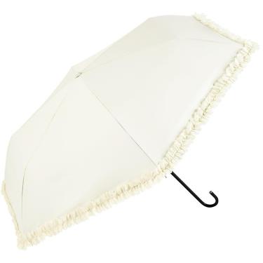 折りたたみ傘 晴雨兼用 遮光 PUヒートカット フリルミニ ホワイト