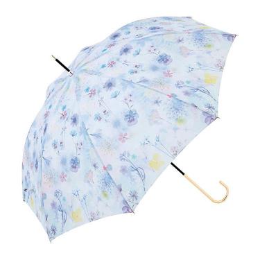 長傘 雨傘 スルーフラワー ブルー