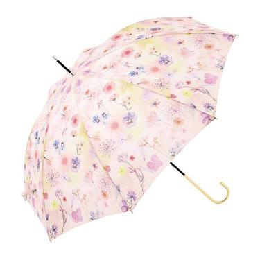 長傘 雨傘 スルーフラワー ピンク