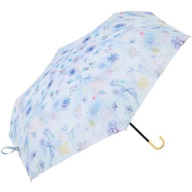 折りたたみ傘 雨傘 スルーフラワー ミニ ブルー