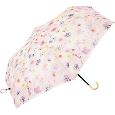 折りたたみ傘 雨傘 スルーフラワー ミニ ピンク