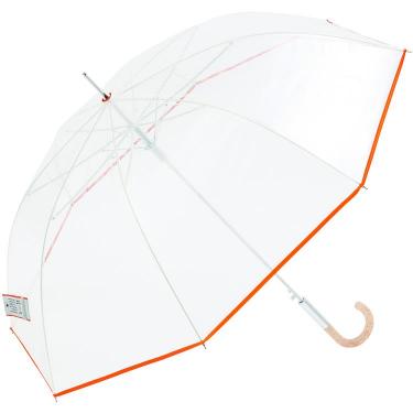 長傘 ビニール傘 RE：PET クリアプレーンカラー オレンジ