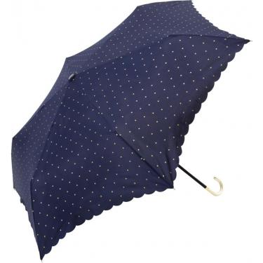 折りたたみ傘 ドットグリッターヒートカットミニ ネイビー