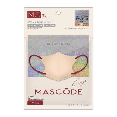 グリッターマスク ベージュ×ボルドー Mサイズ