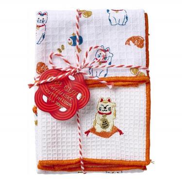 お年賀 ご挨拶 ディッシュクロス 2枚組 招き猫