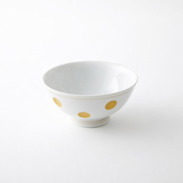 飯碗 金ライン彫 水玉