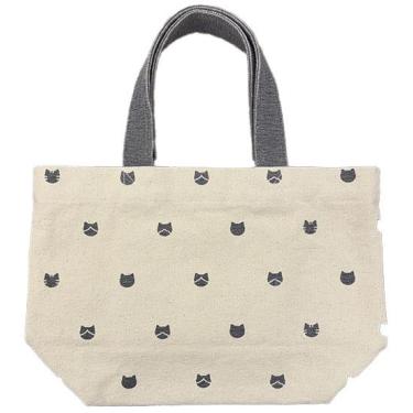 キャットスタンプミニトート 20×30cm ダークグレイ