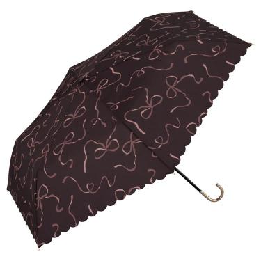 折りたたみ傘 ハートリボン ブラウン
