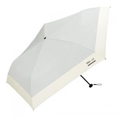 折りたたみ傘 晴雨兼用 軽量 IZA LIGHT&SLIM ライトグレー×オフ