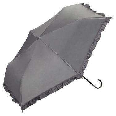 折りたたみ傘 晴雨兼用 遮光 クラシックフリル グレー
