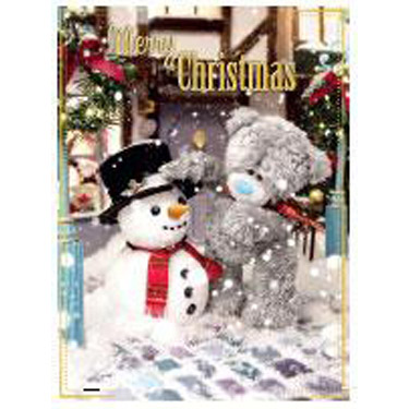 クリスマスポストカード クマと雪だるま