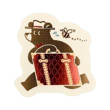 ダイカットポストカード オビワン×ロッカク レトロ郵便 旅熊 トランクツアー