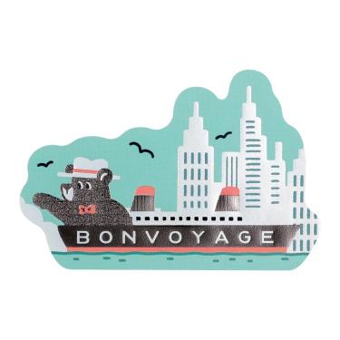 ダイカットステッカー オビワン×ロッカク レトロ郵便 旅熊 シップスツアー